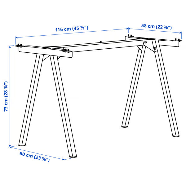 IKEA TROTTEN Underframe for table top, white, 120x60x75 cm (47 1/4x23 5/8x29 1/2 ")