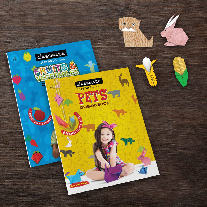 Classmate Interaktiv Origami Craft Book (Pack of 2 ) - Fruits & Veggies and Pets, Multicolor (2661001) Visit the Classmate Store