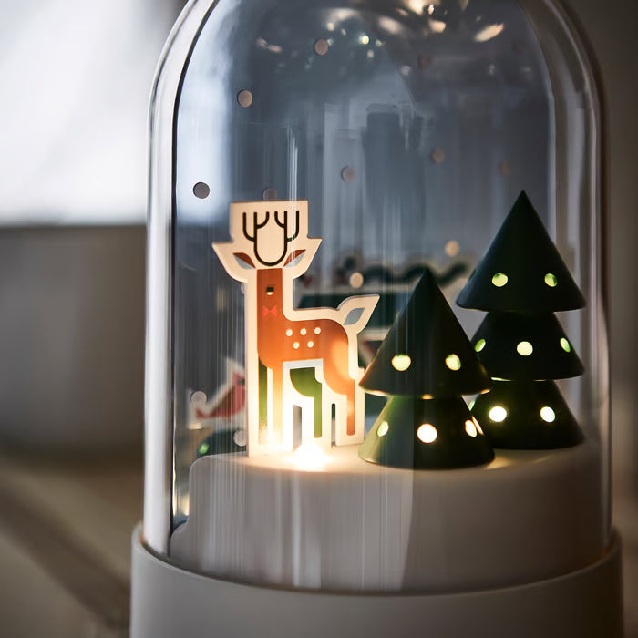IKEA STRALA Table lamp, snowy night/battery-operated dome