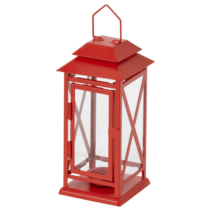 IKEA VINTERFINT Lantern for tealight, in/outdoor, bright red, 22 cm (8 ¾ ")