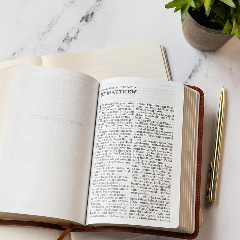 : KJV Großdruck-Kompaktreferenzbibel, Burnt Sienna Leather Touch von Holman Bible Publishers