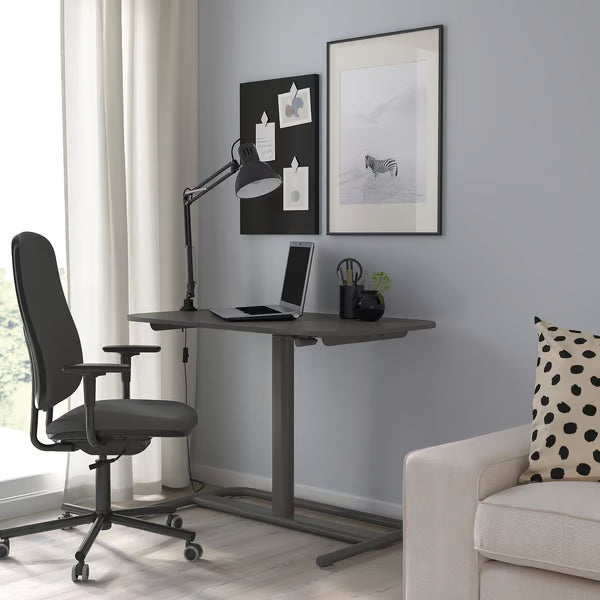IKEA SEGRARE Desk sit/stand, dark grey, 110x60 cm (43 1/4x23 5/8 ")