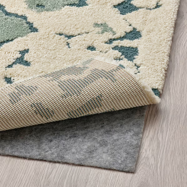 IKEA RINGKLOCKA Rug, low pile, green/off-white, 160x230 cm (5 ' 3 "x7 ' 7 ")