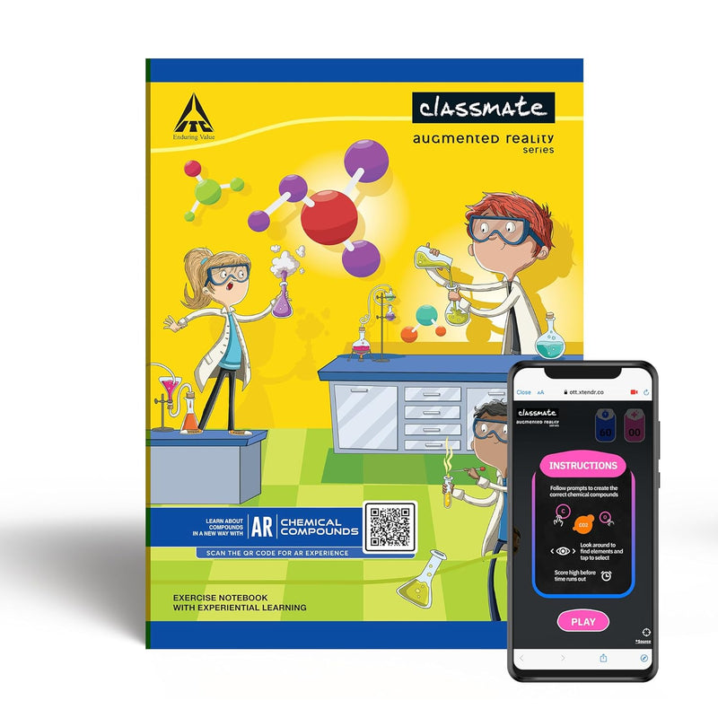 Classmate Augmented Reality Notebooks - 240 Pages | Pack of 3 Long Size Unruled Notebooks for School Students | Immersive AR Learning Experience | 29.7cm x 21.0cm | Unruled AR Notebook Visit the Classmate Store