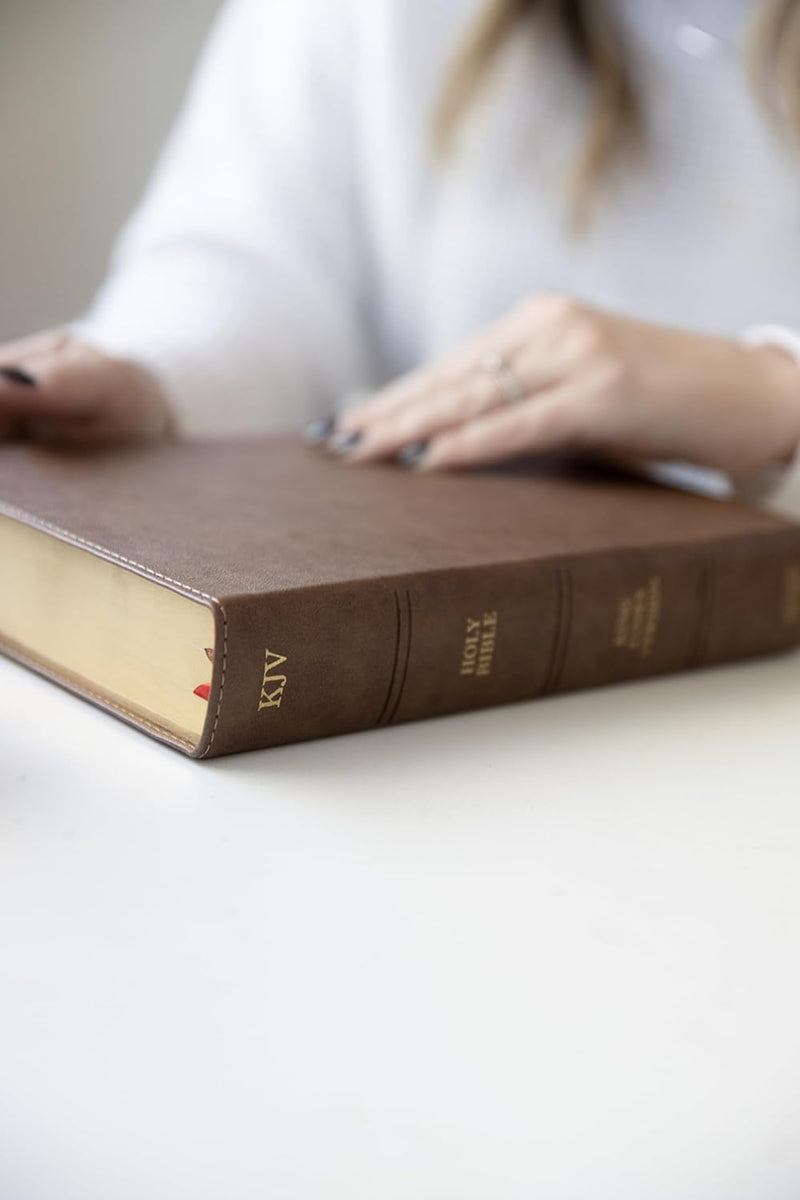 KJV Single-Column Wide-Margin Bible, Brown Leathertouch by olman Bible Publishers