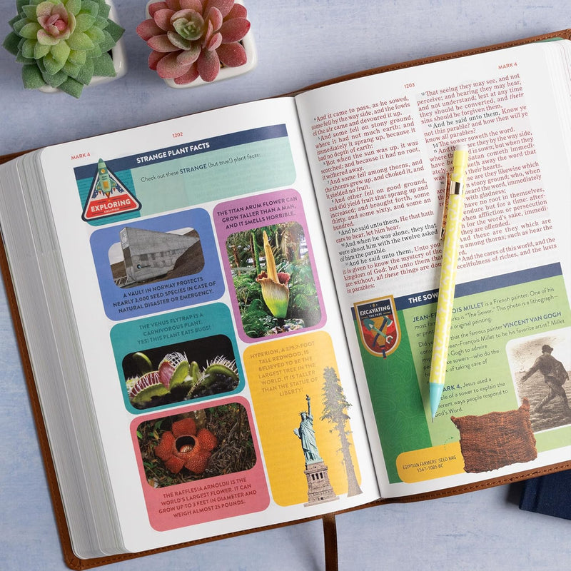 KJV Explorer Bible for Kids, Brown Leather Touch Placing God's Word in the Middle of God's World by Holman Bible Publishers