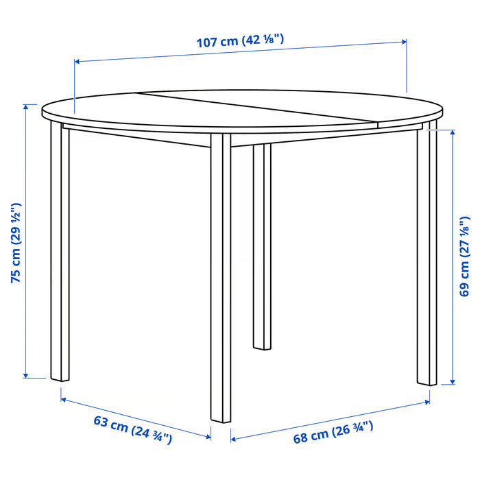 IKEA VIHALS Table, white/white, 107 cm (42 1/8 ")