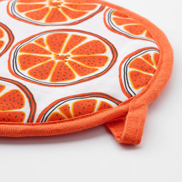 IKEA TORVFLY Pot holder, patterned/orange
