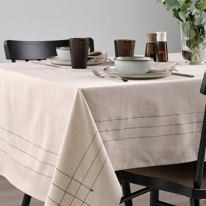 IKEA VARARV Tablecloth, dark grey/natural, 145x240 cm (57x94 ")