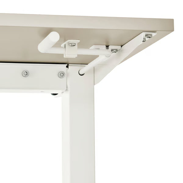 IKEA TROTTEN Desk sit/stand, beige/white, 160x80 cm (63x31 1/2 ")