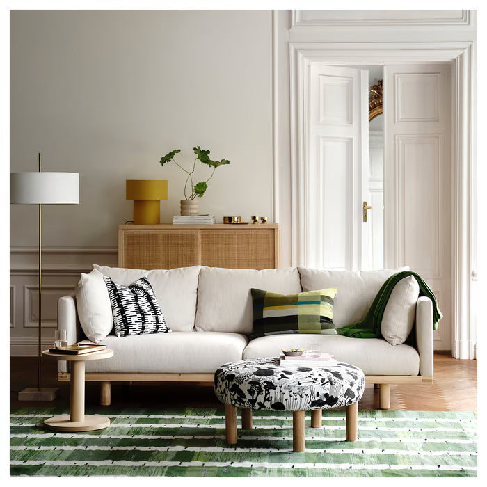 IKEA STOCKHOLM 2025 Rug, flatwoven, green/white/black handwoven, 170x240 cm (5 ' 7 "x7 ' 10 ")