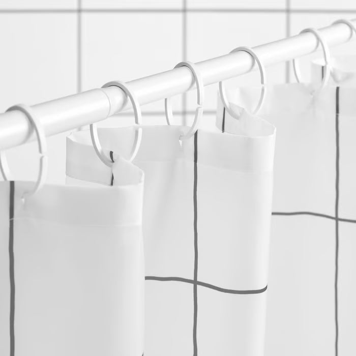 IKEA JAMTSTARR Shower curtain, white/check, 180x200 cm (71x79 ")
