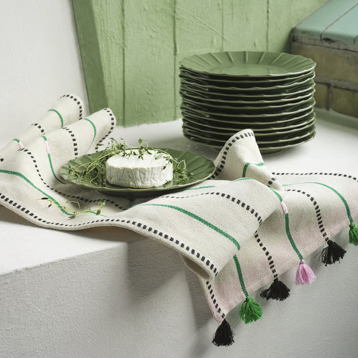 IKEA MAVINN Table-runner, off-white green/stripe, 35x130 cm (14x51 ")
