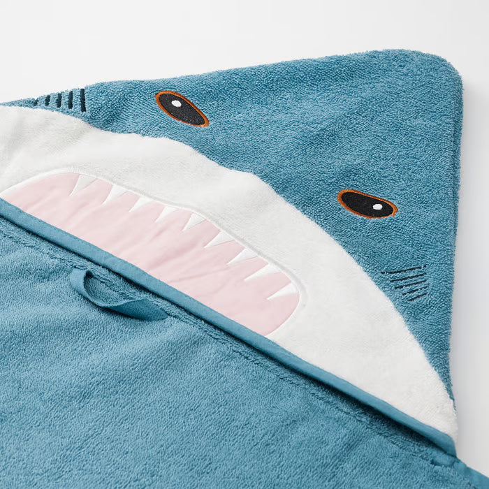 IKEA BLAVINGAD Towel with hood, shark-shaped/blue-grey, 70x140 cm (28x55 ")