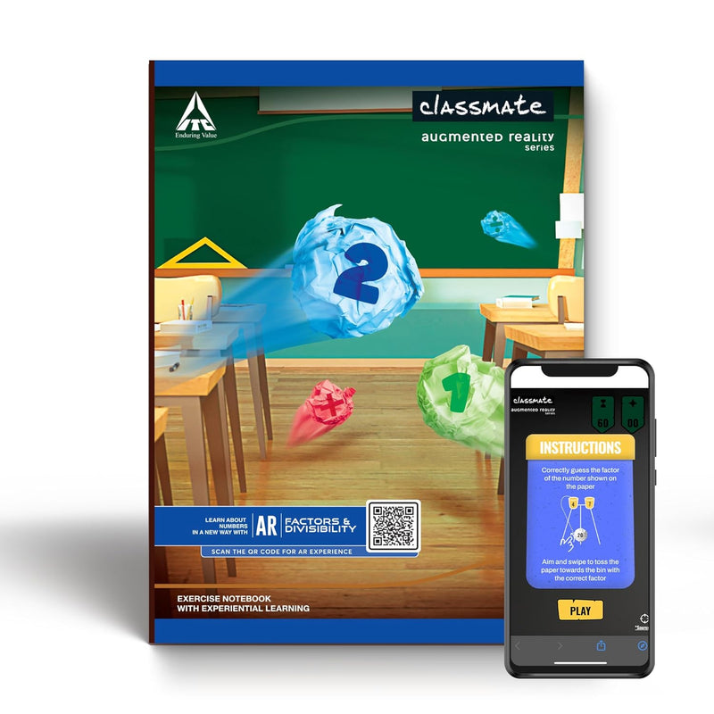 Classmate Augmented Reality Notebooks - 172 Pages | Pack of 4 Short Size Unruled Notebooks for School Students | Immersive AR Learning Experience | 24.0cm x 18.0cm | Unruled | Visit the Classmate Store