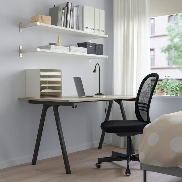 IKEA TROTTEN Desk, beige/anthracite, 140x80 cm (55 1/8x31 1/2 ")