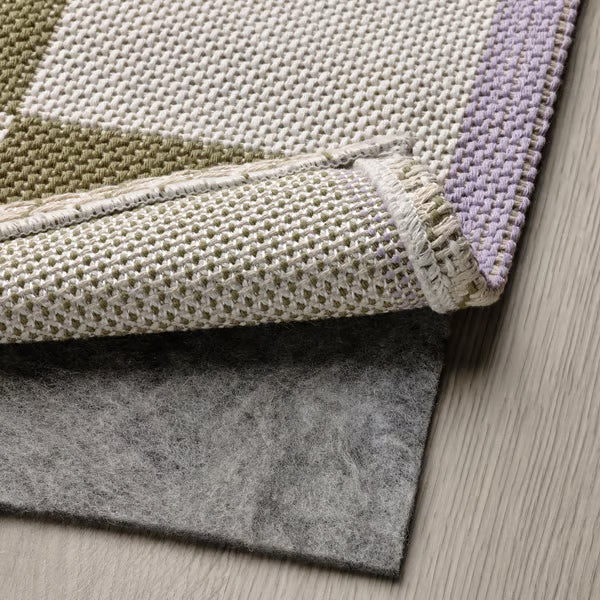 IKEA KLASSRUM Rug, flatwoven, white/green, 133x195 cm (4 ' 4 "x6 ' 5 ")