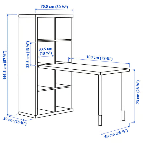 IKEA KALLAX / LINNMON Desk combination, black/black-brown, 77x139x147 cm (30 1/8x54 3/4x57 5/8 ")