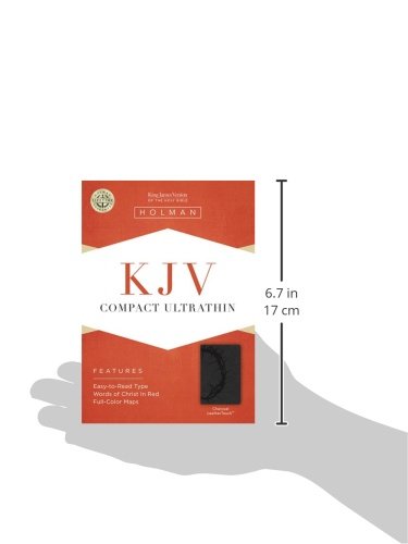 KJV Compact Ultrathin Bible, Charcoal Leather Touch by Holman Bible Staff