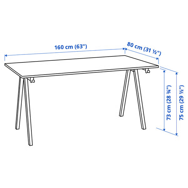 IKEA TROTTEN Desk, beige/anthracite, 160x80 cm (63x31 1/2 ")
