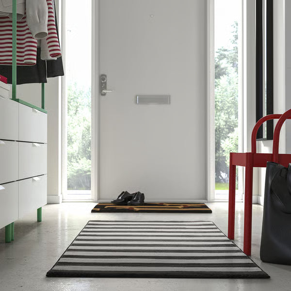 IKEA ELSYSTEM Rug, low pile, black/white/stripe, 80x150 cm (2 ' 7 "x4 ' 11 ")