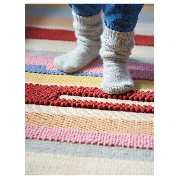 IKEA BRÖNDEN Rug, low pile, handmade multicolour/red, 170x240 cm (5 ' 7 "x7 ' 10 ")