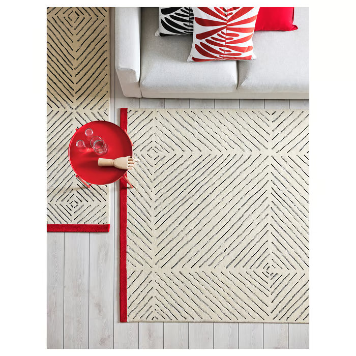 IKEA UNDERVISNING Rug, low pile, off-white black/handmade, 170x240 cm (5 ' 7 "x7 ' 10 ")