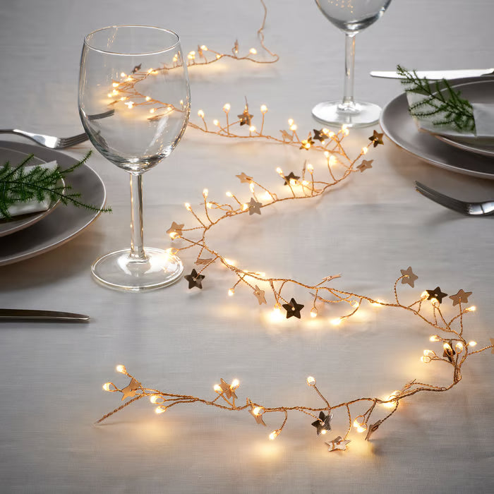IKEA STRALA LED lighting chain with 80 lights, battery-operated mini/star gold-colour