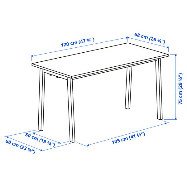 IKEA MITTZON Conference table, white, 120x68x75 cm (47 1/4x26 3/4x29 1/2 ")