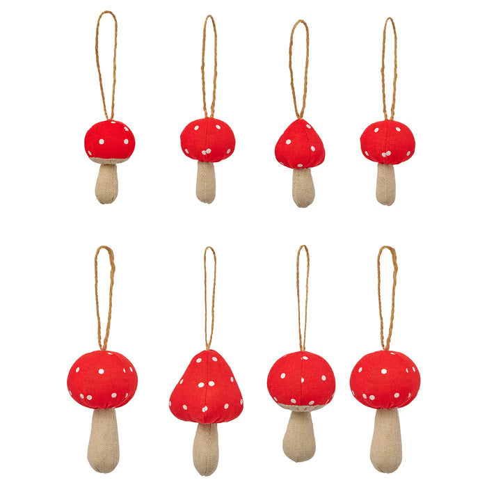IKEA VINTERFINT Tree ornament set of 8, mushroom red