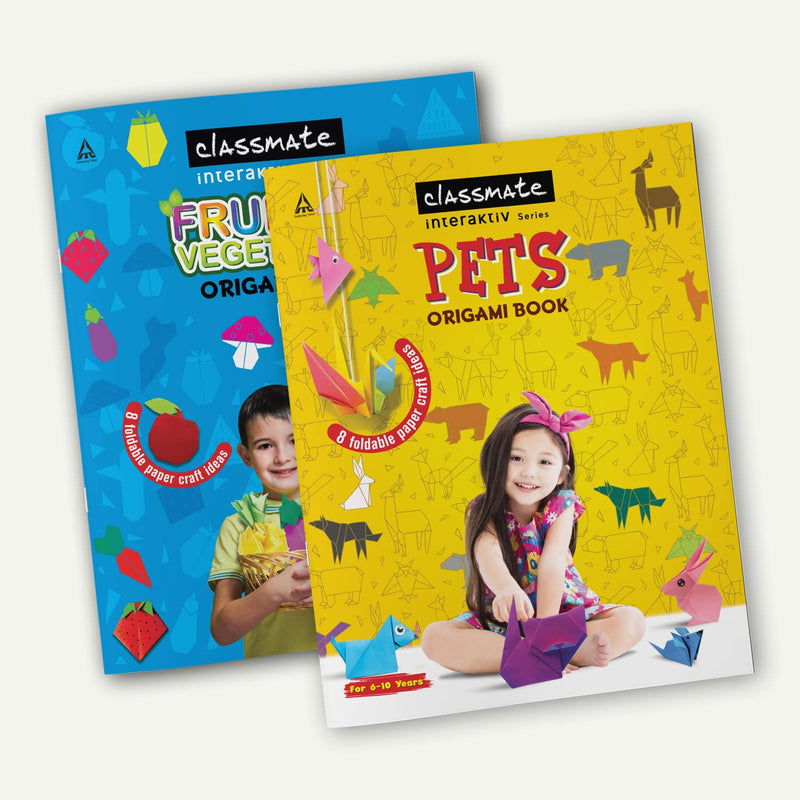 Classmate Interaktiv Origami Craft Book (Pack of 2 ) - Fruits & Veggies and Pets, Multicolor (2661001) Visit the Classmate Store