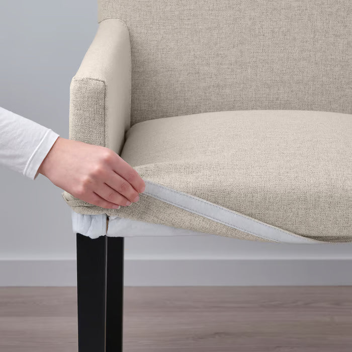 IKEA MARENÄS Chair with armrests, black/Gunnared beige