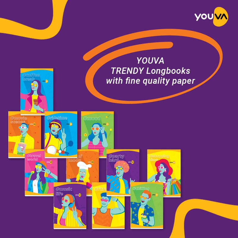 Navneet Youva Trendy Life Long Book - Soft Bound (17 cm x 27 cm, Single Line, 172 Pages, Pack of 6)