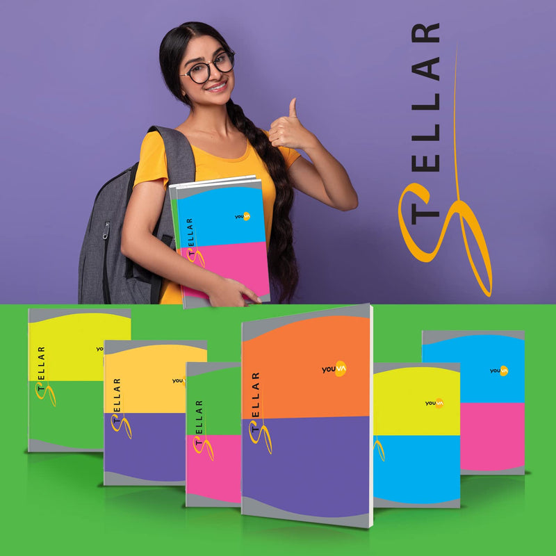 Navneet Youva Stellar Soft Bound Long Book - A4 (21 cm x 29.7 cm, Single Line, 196 Pages, Pack of 3, Multicolor)