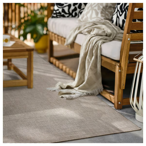 IKEA LUFTFARTYG Rug flatwoven, in/outdoor, beige/stripe, 200x300 cm (6 ' 7 "x9 ' 10 ")