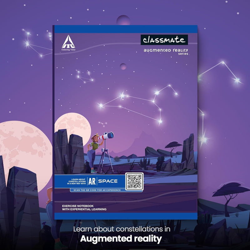 Classmate Augmented Reality Notebooks - 140 Pages | Pack of 3 Long Size Ruled Notebooks for School Students | Immersive AR Learning Experience | 29.7cm x 21.0cm | Single Line AR Notebook Visit the Classmate Store