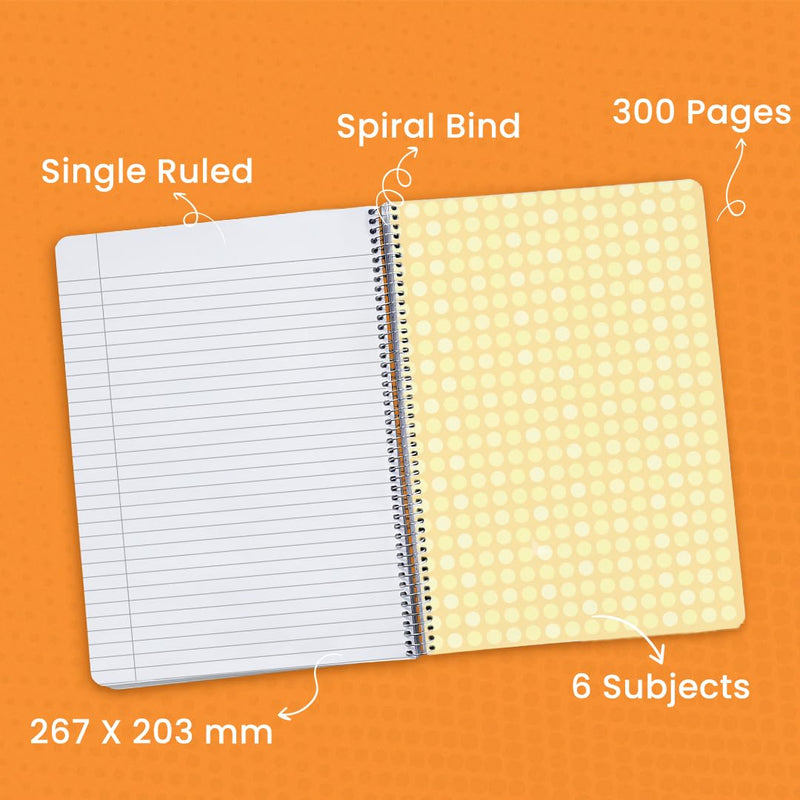 Classmate Pulse 6-Subject Spiral Notebook | Single Line, 300 Pages, 26.7 cm x 20.3 cm