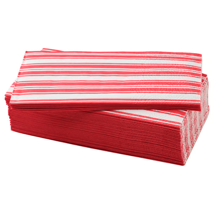 IKEA VINTERFINT Paper napkin, stripe pattern red/white, 38x38 cm (15x15 ")