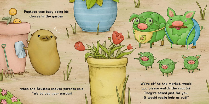 Pugtato Babysits the Snouts by Sophie Corrigan