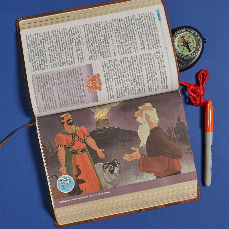 Holy Bible: King James Version, One Big Story Bible, Brown Lion LeatherTouch Imitation Leather by Holman Bible Publishers