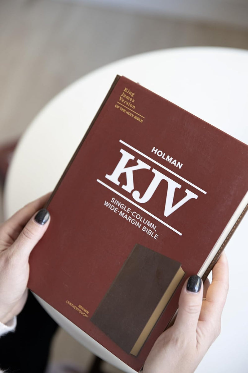 KJV Single-Column Wide-Margin Bible, Brown Leathertouch by olman Bible Publishers