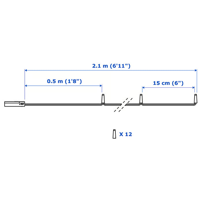 IKEA LEDFYR LED lighting chain with 12 lights, indoor/battery-operated silver-colour