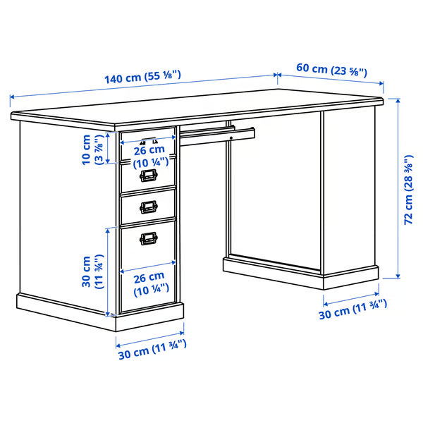IKEA VEBJORN Desk, beige, 140x60 cm (55 1/8x23 5/8 ")