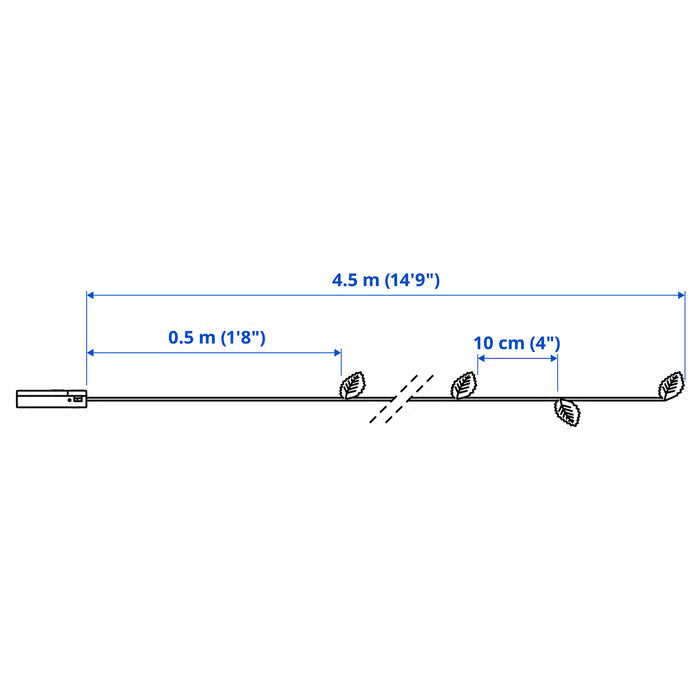 IKEA STRALA LED lighting chain with 40 lights, battery-operated leaf/gold-colour