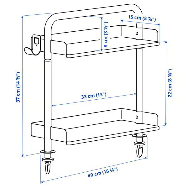 IKEA RELATERA Desk combination, white/light grey-green, 117x60 cm (46 1/8x23 5/8 ")