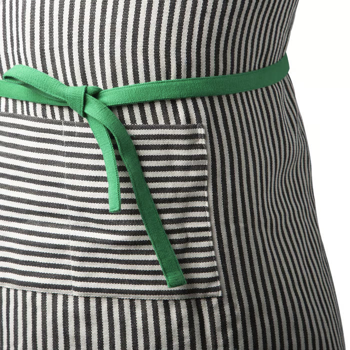 IKEA MAVINN Apron, black white/stripe, 92x90 cm (36x35 ")