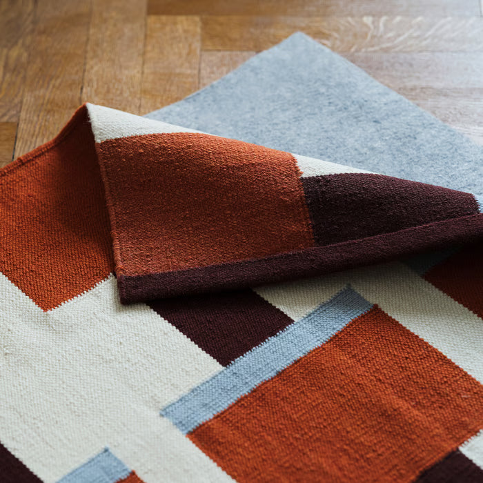 IKEA STOCKHOLM 2025 Rug, flatwoven, white/brown/light blue handwoven, 240x350 cm (7 ' 10 "x11 ' 6 ")