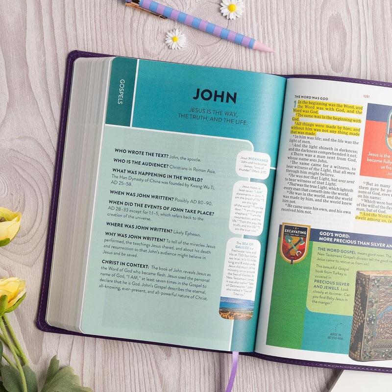 KJV Explorer Bible for Kids, Purple LeatherTouch: Placing God's Word in the Middle of God's World by Holman Bible Publishers