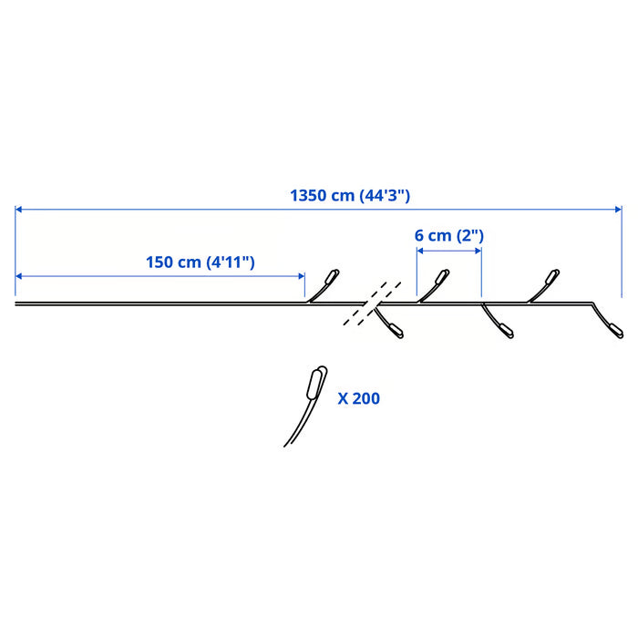 IKEA STRALA LED lighting chain with 200 lights, black