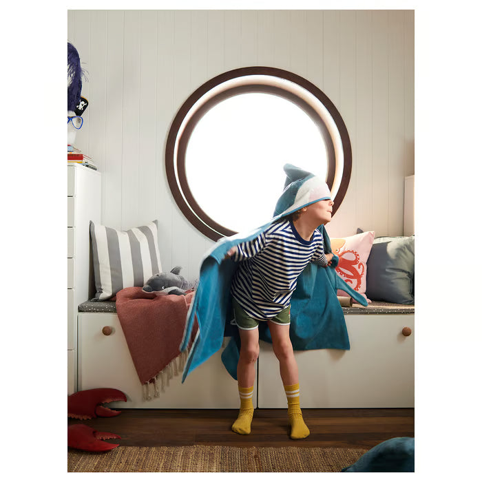 IKEA BLAVINGAD Towel with hood, shark-shaped/blue-grey, 70x140 cm (28x55 ")